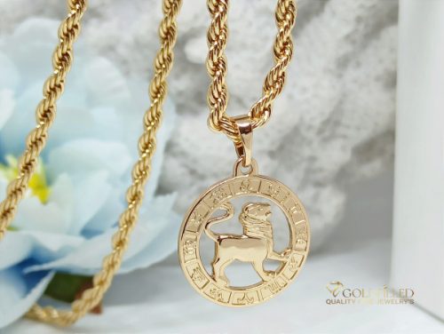 Антиалергична огърлица Goldfilled 45см / 3мм + висулка лъв 18K цвят