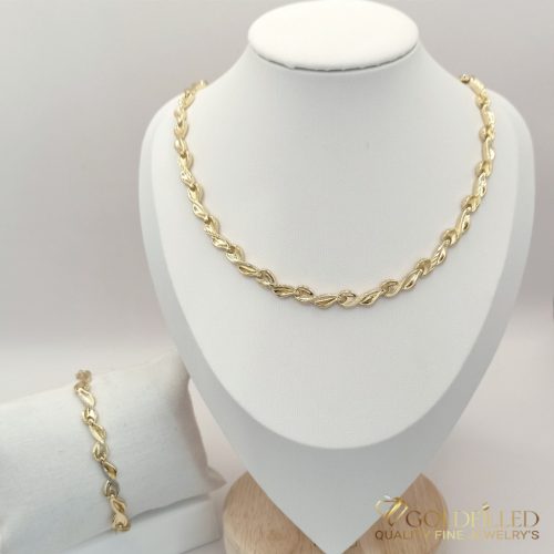 Антиалергично колие "Goldfilled" 50cm/6mm + гривна 19см  цвят 14K