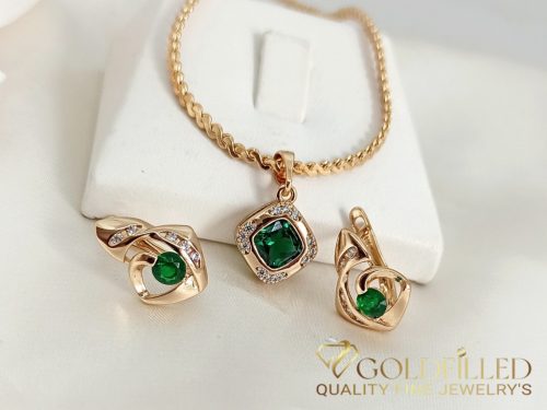 Антиалергично колие "Goldfilled" 45см/2,5мм + висулка + обици 18K