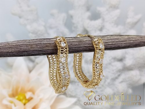 Антиалергични обеци Goldfilled, 32 мм, 18K цвят