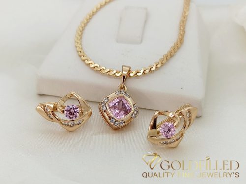 Антиалергично колие "Goldfilled" 45см/2,5мм + висулка + обици 18K