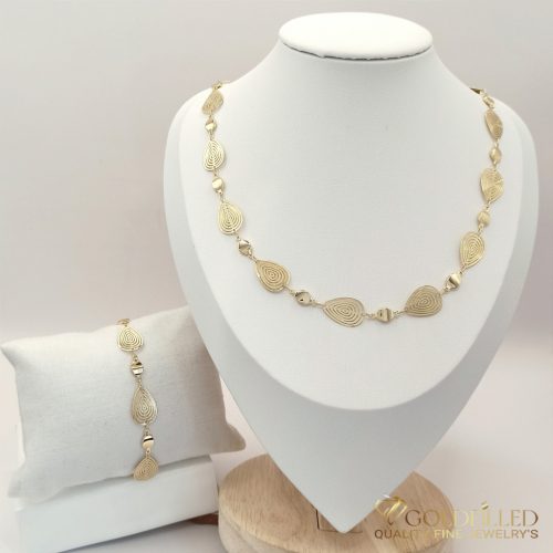 Антиалергично колие "Goldfilled" 45cm / 5-10mm + гривна 18см  цвят 14K