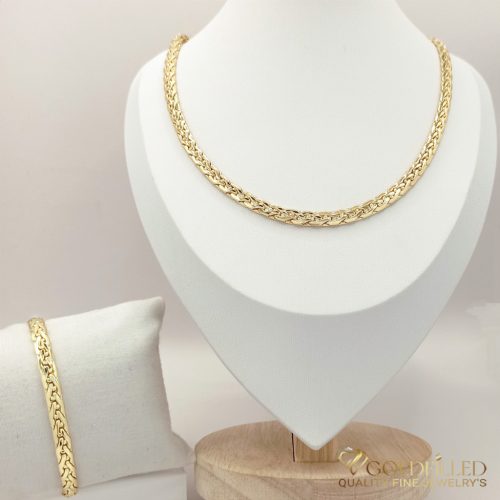 Антиалергично колие "Goldfilled" 60cm /5 mm + гривна 19см  цвят 14K