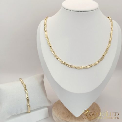 Антиалергично колие "Goldfilled" 45см/4mm + гривна 19см  цвят 14K