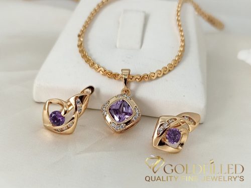 Антиалергично колие "Goldfilled" 45см/2,5мм + висулка + обици 18K