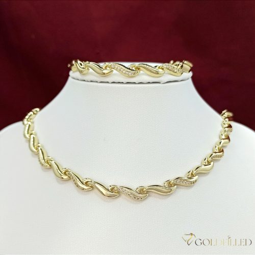 Антиалергично колие "Goldfilled" 45см/6mm + гривна 19см  цвят 14K